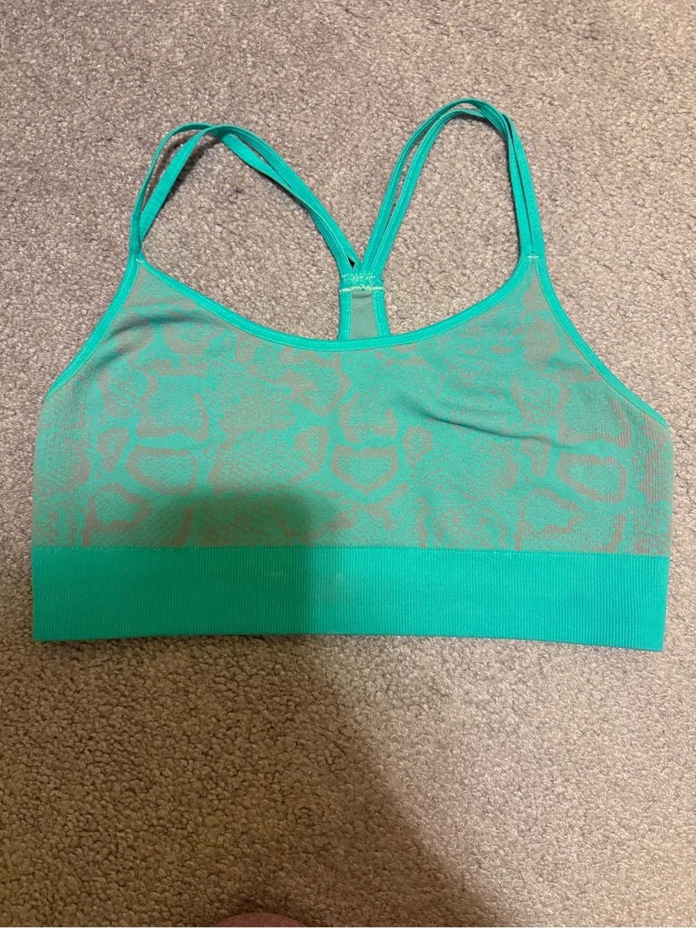 Bombshell Sportswear Teal Animal-Print Seamless Sports Bra